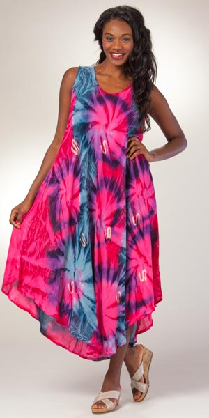  Sleeveless Rayon Long Umbrella House Tie Dye Dress by Advance Apparels in Multiple Colors