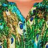 Plus La Cera Tunics - Pleated 3/4 Sleeve Poly Blend Blouse - Peacock Pretty