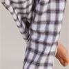 Flannel Knit La Cera Pajamas - Long Sleeve V-Neck Cotton in Black Plaid