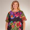 Plus La Cera Dresses - Short Sleeve Cotton Knit A-Line Dress in Night Glow
