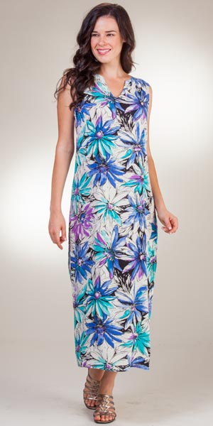 SC SALE Peppermint Bay (Size S) Sleeveless Rayon Shift Maxi Dress in Daisy Splash