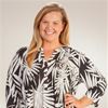 La Cera Plus (1X) Size Pleated 3/4 Sleeve Poly Blend Tunic Top - Palm Shade