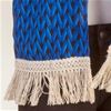 Short Sleeve Lightweight 100% Rayon Fringe Cardigan in Braided Blue