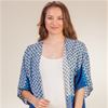 Short Sleeve Lightweight 100% Rayon Fringe Cardigan in Braided Blue