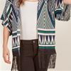 One Size Short Sleeve 100% Rayon Fringe Kimono Cardigan in  Contempo