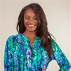 SC SALE Tunic Tops by La Cera - 3/4 Sleeve (Size Small) Poly Blend Pleated Top - Wishing Well