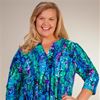 SC SALE Plus La Cera  (Size 3X) Tunic Tops - 3/4 Sleeve Poly Blend Pleated Top - Wishing Well