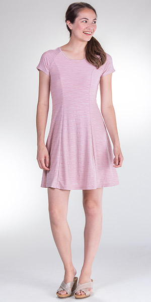 SC SALE (Size S/M) Cap Sleeve Poly Blend Textured Skater Dress in Pink