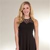 SC SALE  Sleeveless Dress - Criss Cross Rayon Blend Dress in Black