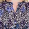 3/4 Sleeve La Cera Pleated Poly Blend Tunic Top in Baltic Fusion