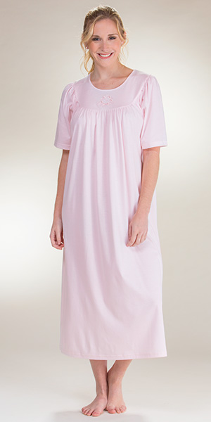  Calida Cotton Nightgown Knit Short Sleeve Nightgown in Pink