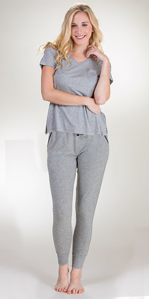 Short Sleeve (Medium) Pajamas - Jane and Bleecker Rayon Blend PJs in Gray