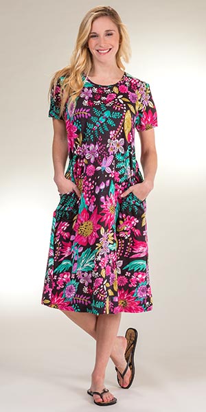 Cotton Dress Knit - Short Sleeve by La Cera in Fruity Floral
