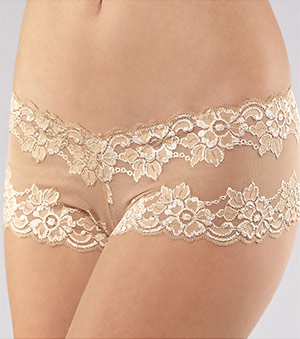 SC SALE  Cheeky Boyshorts - Two-Pack Nylon Blend Panties in Nude