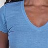 Nostalgia Cap Sleeve V-Neck Viscose Blend Tee in Blue