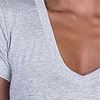 Nostalgia Viscose Blend Cap Sleeve V-Neck Tee in Gray