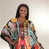Winlar Plus Size Long Satin Kaftan in Digital Diva