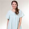 Miss Elaine (Size 2X) Plus Short Smocked Seersucker Snap Robe in Turquoise