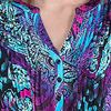 La Cera Tunics - 3/4 Sleeve Poly Blend Top in Paisley Jungle