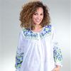 Plus Long Cotton Robe - La Cera Button Front Nightgown in Wildflower Bleu
