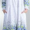Plus Long Cotton Robe - La Cera Button Front Nightgown in Wildflower Bleu