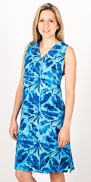 SC SALETreasures of Bali (Sizes S &amp; XL) Rayon Sleeveless Sundress in Royal Palms