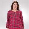 La Cera Cotton Flannel Nightgown - Long Sleeve in Red Plaid
