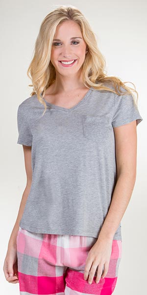Jane and Bleecker Rayon Short Sleeve Tee in Gray