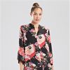 "N" by Natori (Size S) V-Neck Zip Front Satin Long Caftan - Crane Floret