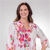 SC SALE La Cera Tunics - (Small) 3/4 Sleeve 100% Cotton Pleated Top in May Day