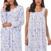 Eileen West Nightgown and Robe Set - 100% Cotton Ballet in Peri Floral Dream