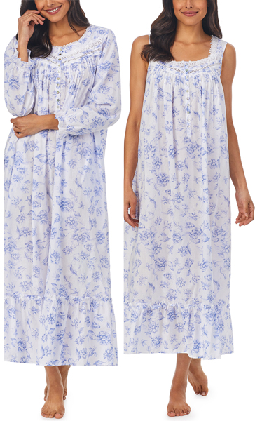 Eileen West Nightgown and Robe Set - 100% Cotton Ballet in Peri Floral Dream