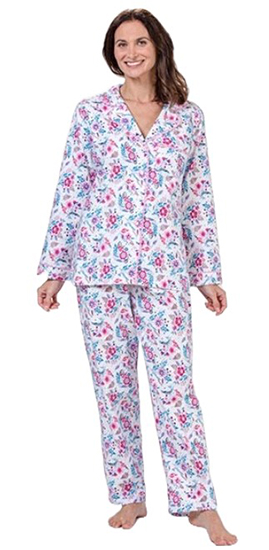 La Cera 100% Cotton Flannel Pajama Set in Pink Vintage