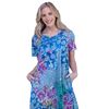 La Cera Plus Dresses - Cotton Knit A-Line Blue Dress in Seaside Garden