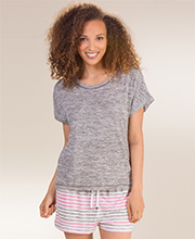 Kensie (Size S) Short Sleeve and Boxer Pajama Set in Gray Stripes