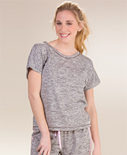 Kensie Short Sleeve Rayon/Poly Top in Gray