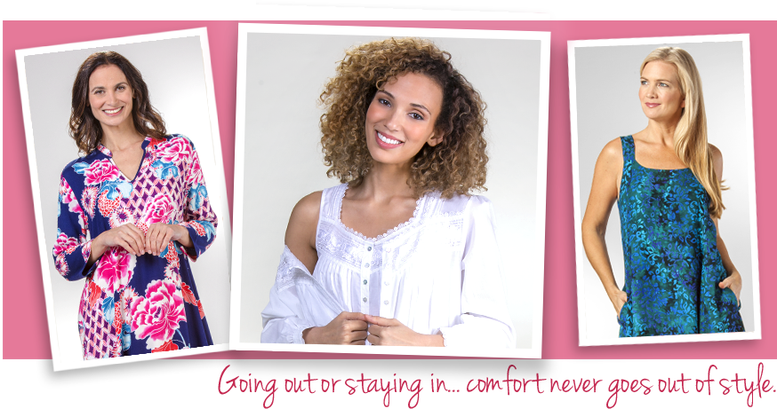 Shop SereneComfort.com for all your sleepwear and clothing needs - nightgowns, dresses, kaftans, beachwear and more
